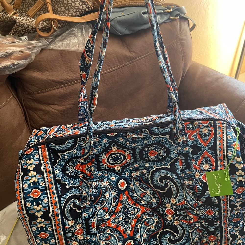 Vera Bradley Blue and Orange Paisley Travel Bag - Picture 3 of 7